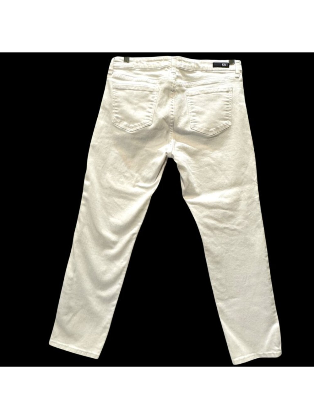 Kut From The Kloth Women's Size 10 White Straight Leg Distressed Denim Jeans - Picture 2 of 10